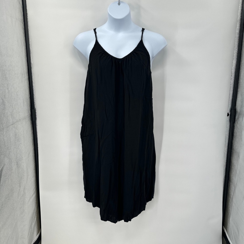 Minimalist Boho Black Gauze Romper XL Jumpsuit Wide Leg‎ Cropped Lagenlook